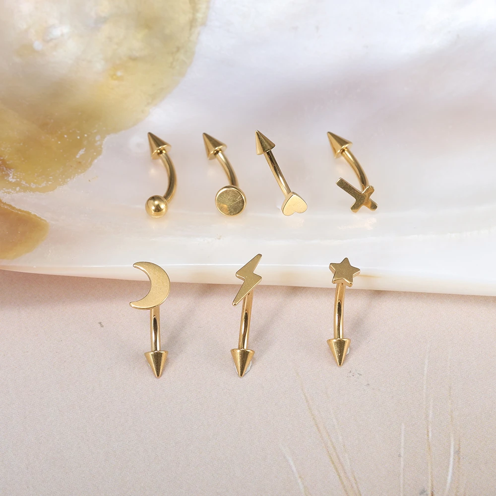 50pcs/lot ASTM‑F136 Implant Grade Titanium Eyebrow Curved Barbell Cone Top Body Piercing for Eyebrow Lip Rook Cartilage