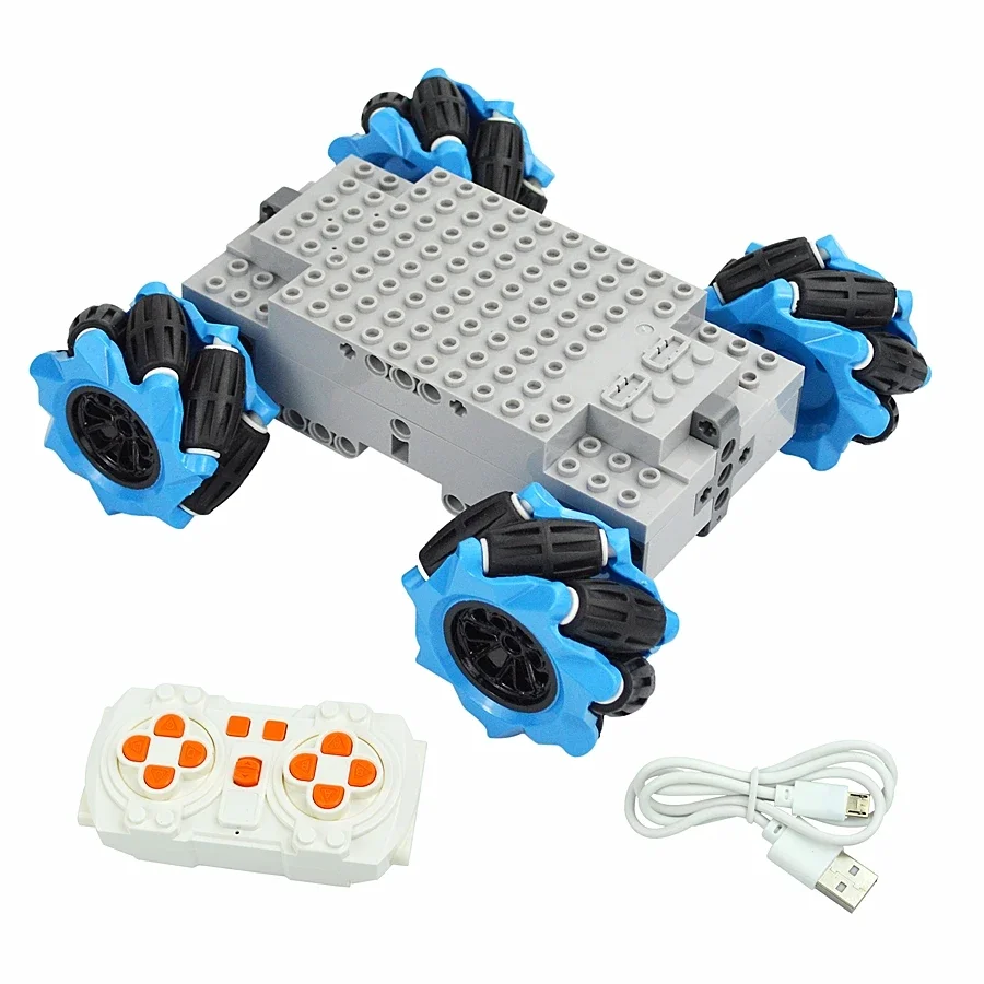 MOC RC Buggy Cars Vehicle Brick Compatible Mecanum Wheels Universal Omnidirectional Tires EV3 Technical Building Block For Kids