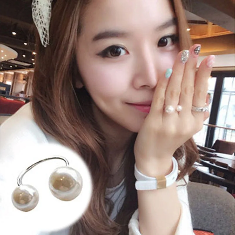 Fashion Pearl Ring Fashion U-shaped Opening Adjustable Gold Color Ring For Women New Jewelry Girls Bijoux Finger Ring