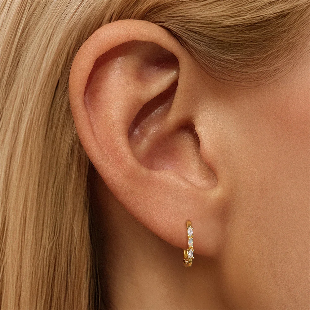 

Canner 925 Sterling Silver Korea Flower Tassel Piercing For Woman 18K Gold Color Opal Zircon Circle Earring Party Jewelry