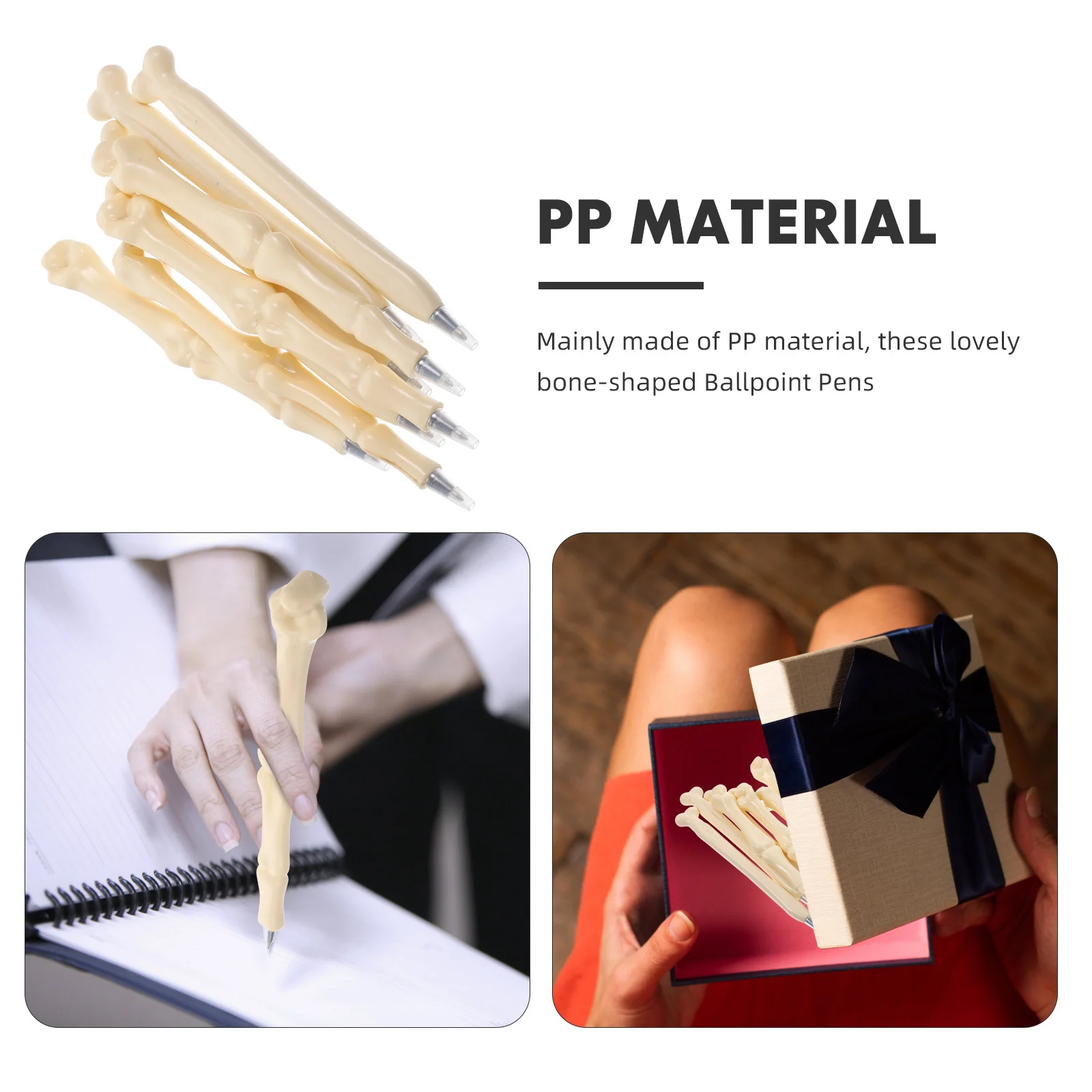 

8pcs Bone Ballpoint Pens Realistic Bone Shape Design Smooth Writing Quick-Dry Ink Portable For Students Office Supplies Party
