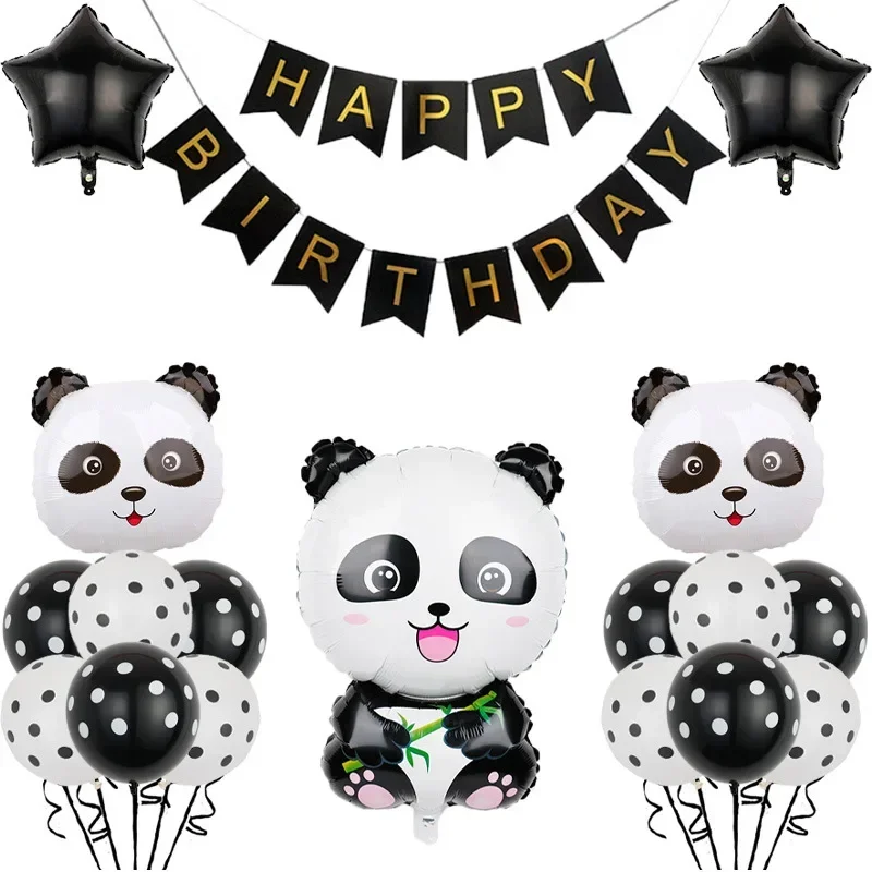 Disney cartoon cute black and white panda Aluminum film balloon set children's birthday theme party decorations