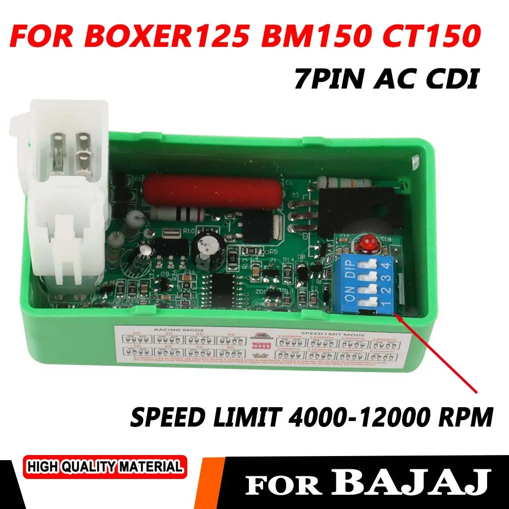 Motorcycle Modified Lgnition CDI with DIP switch For BAJAJ BOXER125 CT150 BOXER 125 BM150 7PIN cdi Speed limit 4000-12000RPM