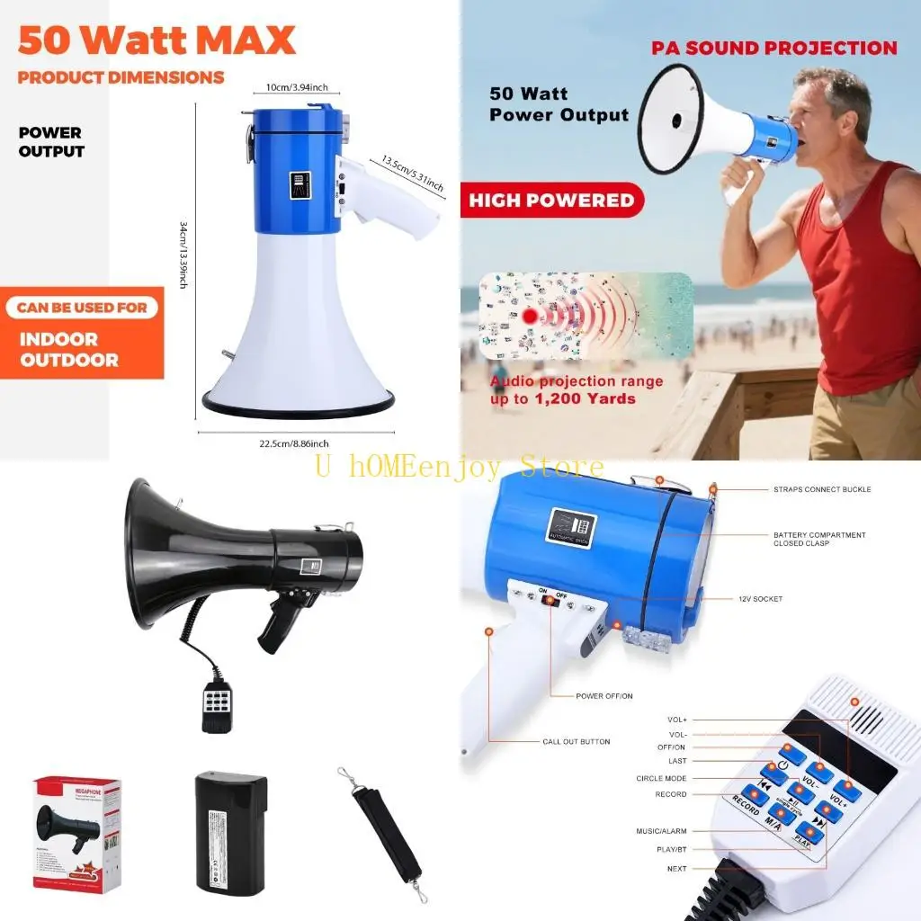 B0KF Megaphone With Rechargeable Battery And Handheld Microphone For Outdoor