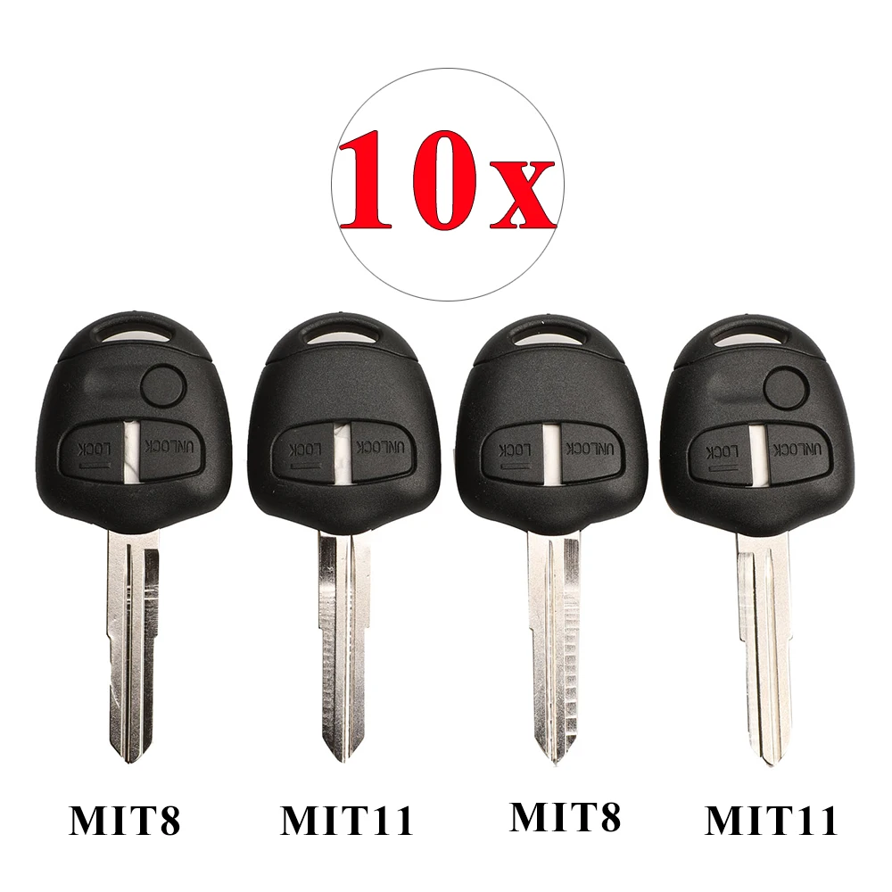 jingyuqin 10pcs/lot Remote Key Shell Case 2 Buttons For Mitsubishi Outlander Grandis Pajero Lancer Car fob Housing