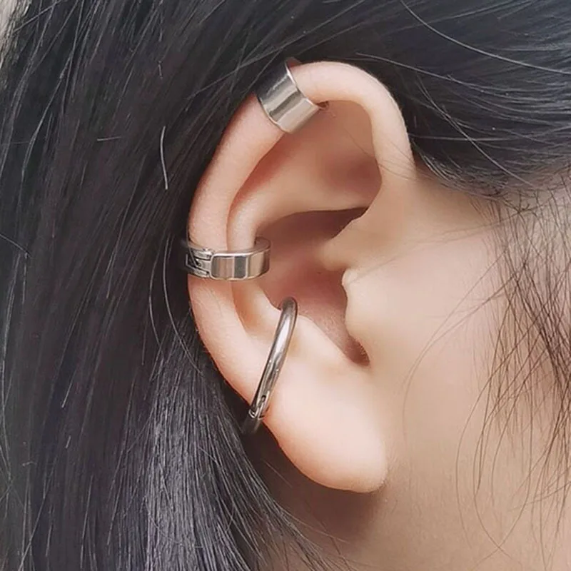 

Stainless steel ear clips, smooth ear bone clips, earrings, male and female personality Harajuku ins ear socket