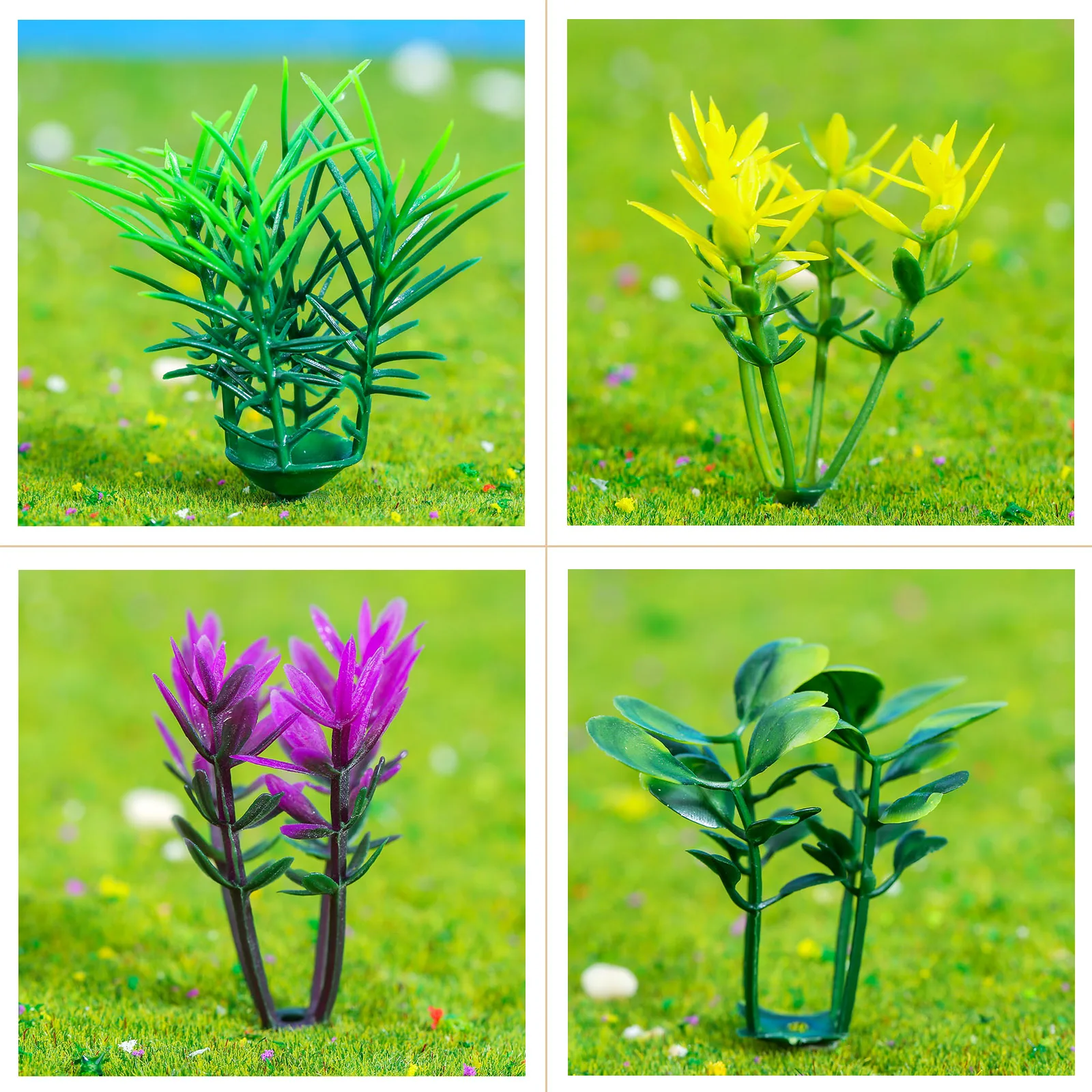 80pcs Mini Model mixed Trees Plants Flowers Green Shrubs Bush Aritificial Plants Model Train Scenery Architecture Scenery Decor