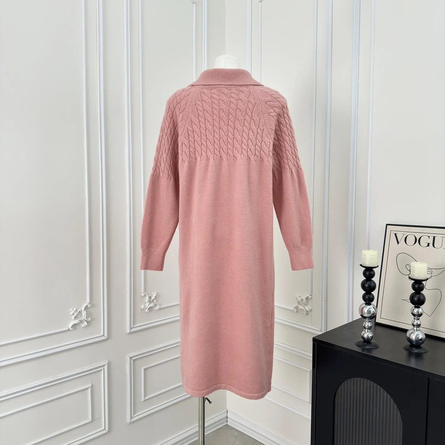 ชุดเดรสถัก cewek seksi หวานลำลองสำหรับผู้หญิง, ชุดเดรสแขนยาวทรงหลวมเสื้อผ้าแฟชั่นสำหรับผู้หญิง