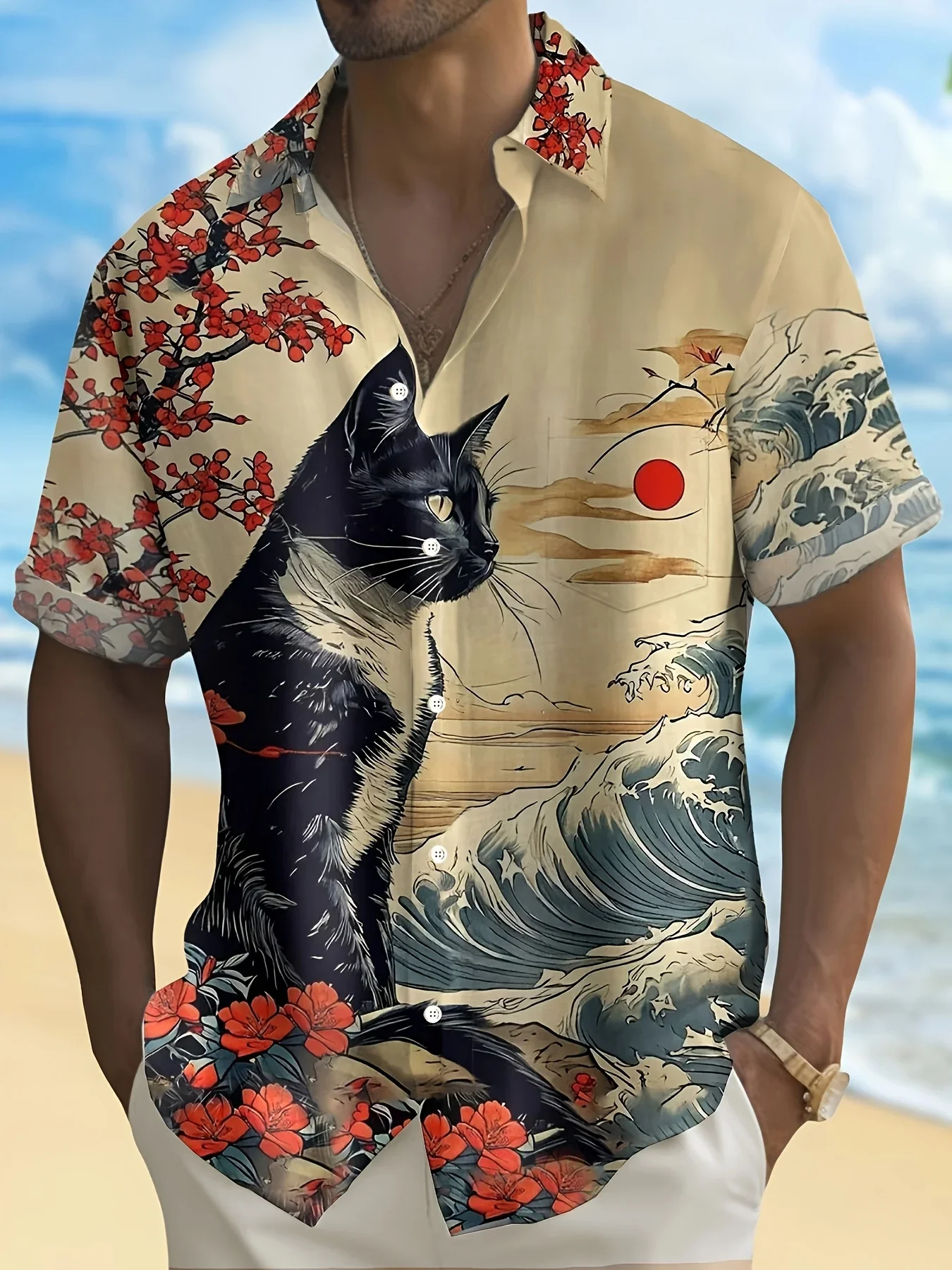 

Summer Cool Print Men's Man Short Sleeve Hawaiian Shirt Loose Fit Comfortable Fashion Tops For Vacation & Beach Parties