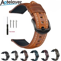 18 20 22 24 26mm Quick Release Handmade Vintage Oil Waxed Head Layer Cowhide Leather Watch Band Straps Watch Bracelet