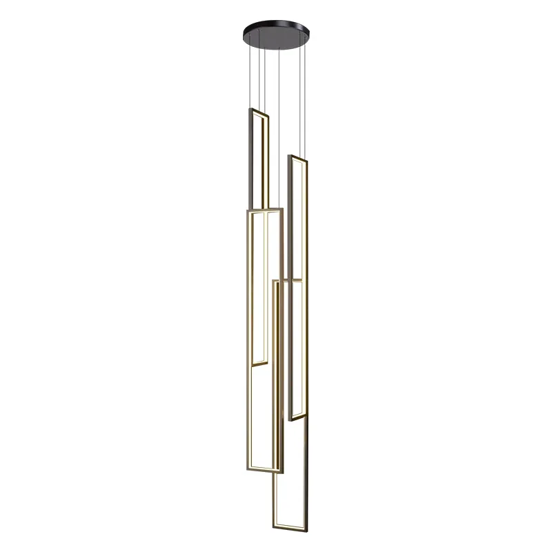 

Stair chandelier modern minimalist villa duplex hollow loft rotating staircase minimalist super long box lamp