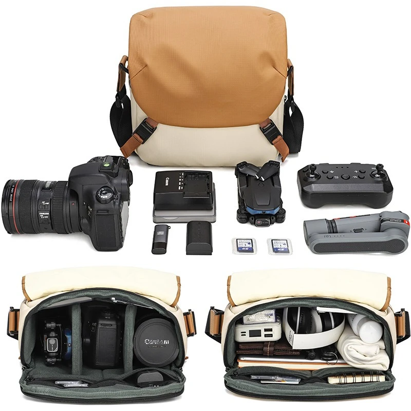 Contrasting color shoulder camera bag Outdoor leisure photo bag Casual messenger SLR Small