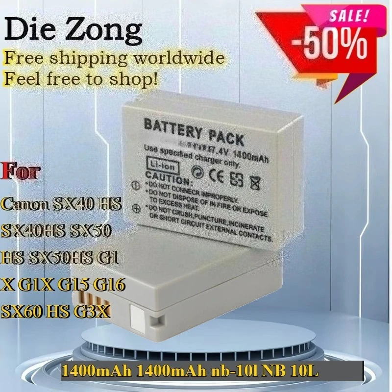 

New 7.4V 1400mAh nb-10l NB 10L Camera Battery For Canon SX40 HS SX40HS SX50 HS SX50HS G1 X G1X G15 G16 SX60 HS G3X