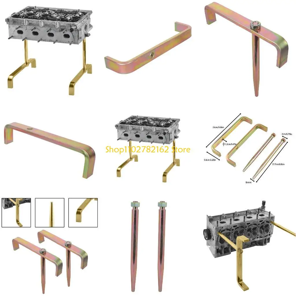 

547B Gold Steel Engine Cylinder Head Stand Set Upgrades for Professional Auto Repair