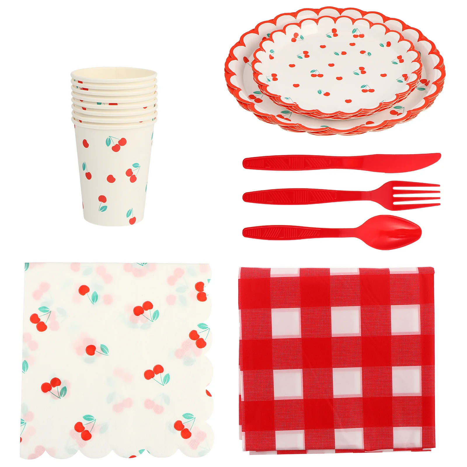 Party Strawberry Paper Pallet Dessert Cups Tableware Supplies Shower Kit Dinnerware Cutlery Set
