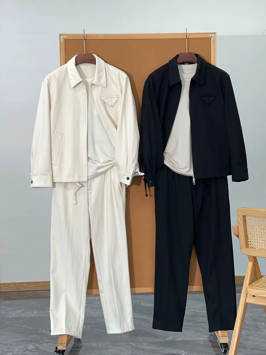 

Italian Sle Men's Cotton Fiber Jaet Set Simple Versatile Faionable Old Money Collar Coat Outerwear for Autumn Winter