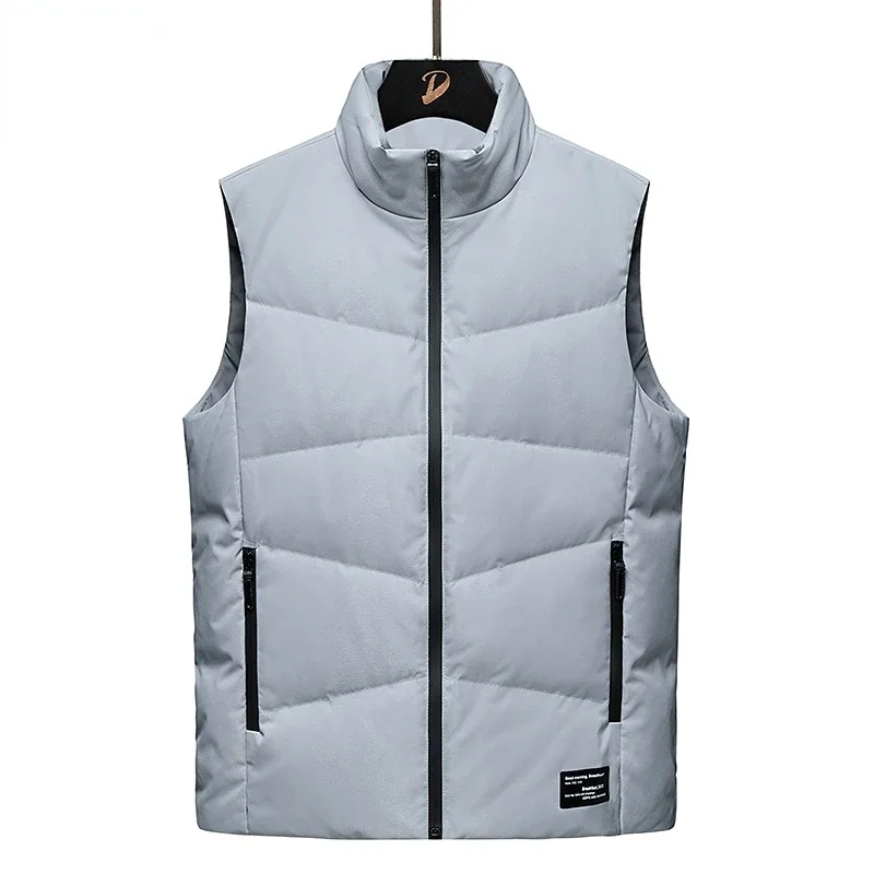 

Street Trendy Men's Down Vests Coat Winter Outdoor Warm Men Casual Down Vest Fashion Solid Color Stand Collar Waistcoat Male New