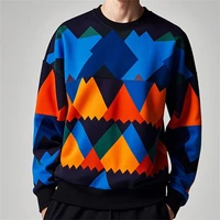 Fashion Geometry Graphic Sweatshirt For Men Spring Autumn Simple Trend Long Sleeve 3D Printed Hoodies Casual Oversized Pullovers 3