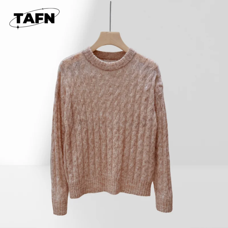 

Мягкий и дышащий кашемировый вязаный свитер для женщин, отлично подходит для многослойного повседневного и уютного вязаного свитера для женщин AJ0924