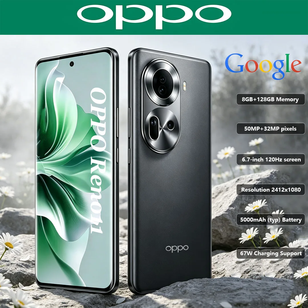 OPPO Reno Series New Reno11 5G Dual-SIM Smartphone 120Hz Screen 5000mAh Long Battery Life High Performance Mobile Phone 8+128GB