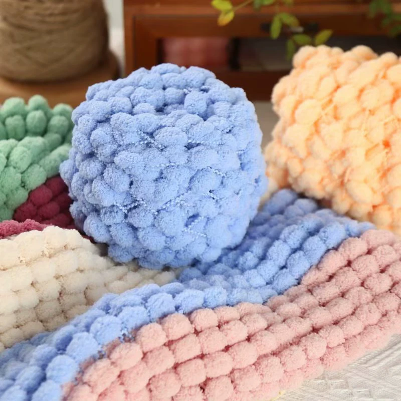 100G/rotolo pompon filato palla 40M gradiente di colore piccole palline di velluto filo di lana fai da te coperta tessuta a mano sciarpa cappelli