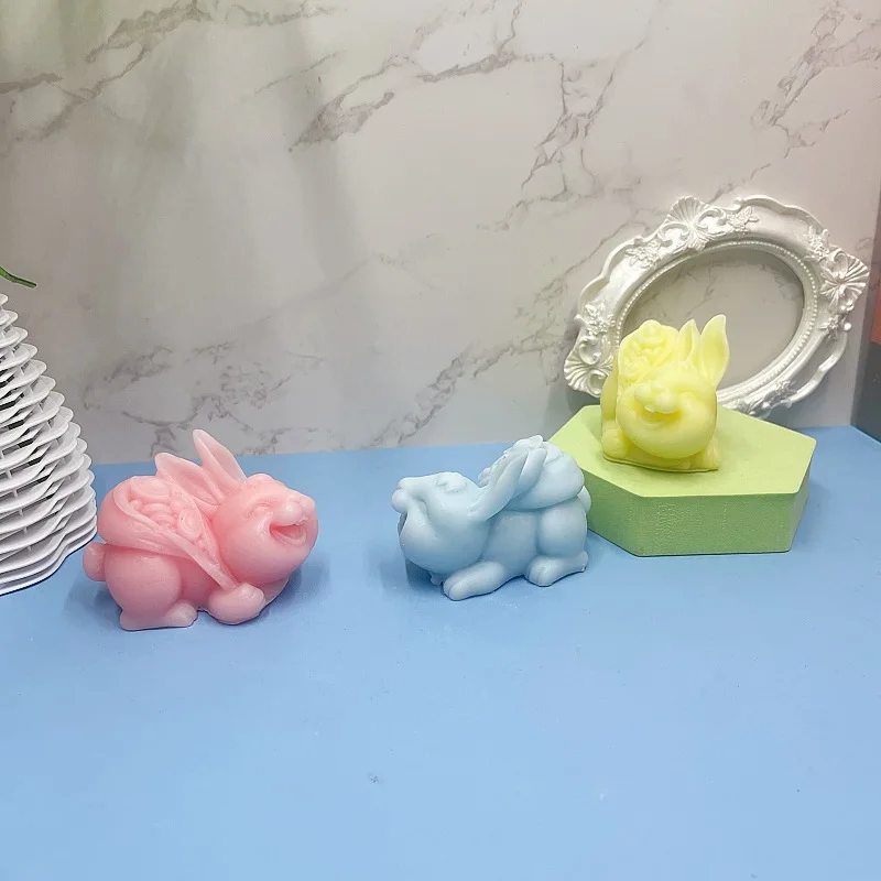 Cartoon Rabbit Aromatherapy Candle Silicone Mold DIY Easter  Fragrant Stone Decoration Mould