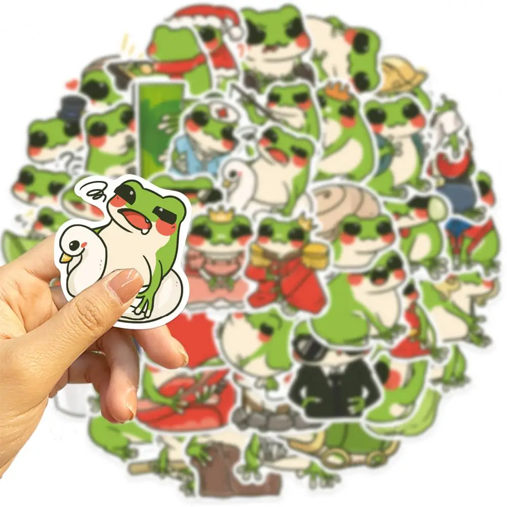 Pegatinas de rana impermeables de Pvc, juego de pegatinas de rana de dibujos animados, autoadhesivas, para teléfono y equipaje, 50 piezas