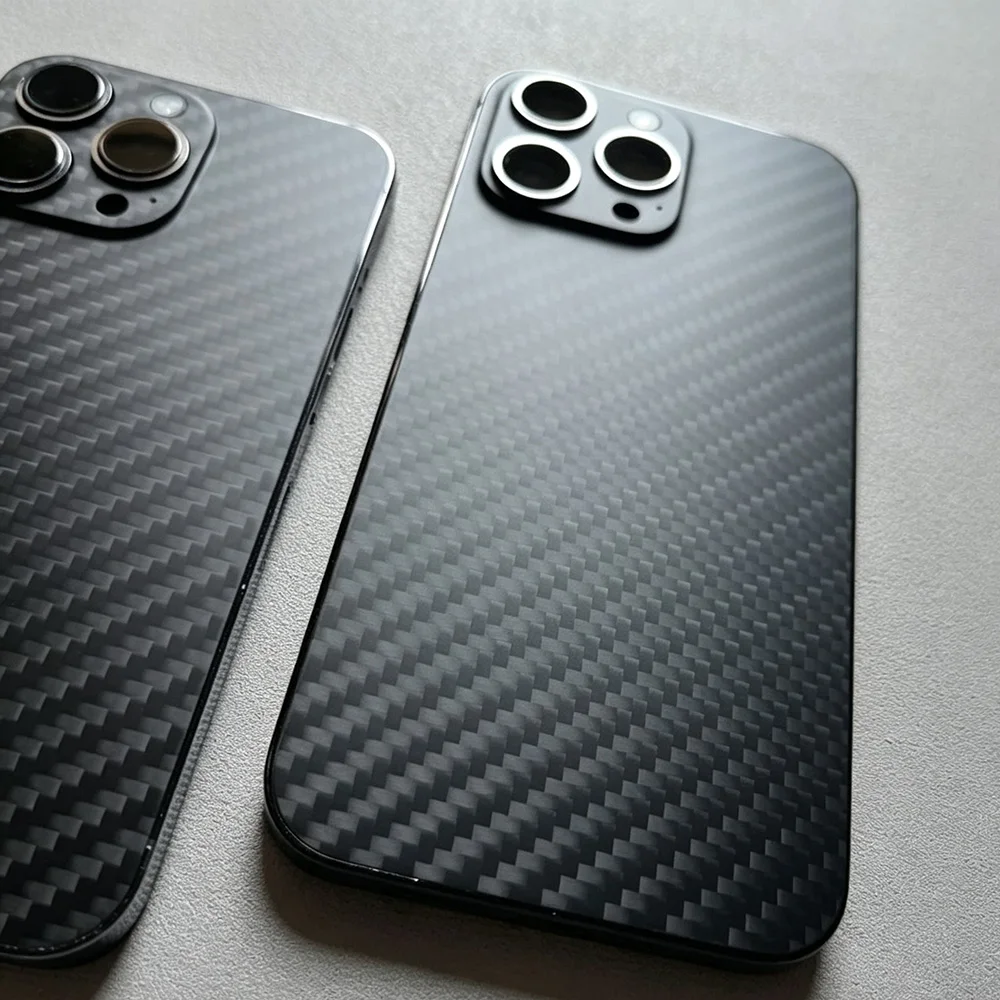 Big Hole Carbon Fiber Back Cover Replacement For iPhone 12/12 Pro/12 Pro Max, Shockproof Rear Cover Housing Parts With Toolkits