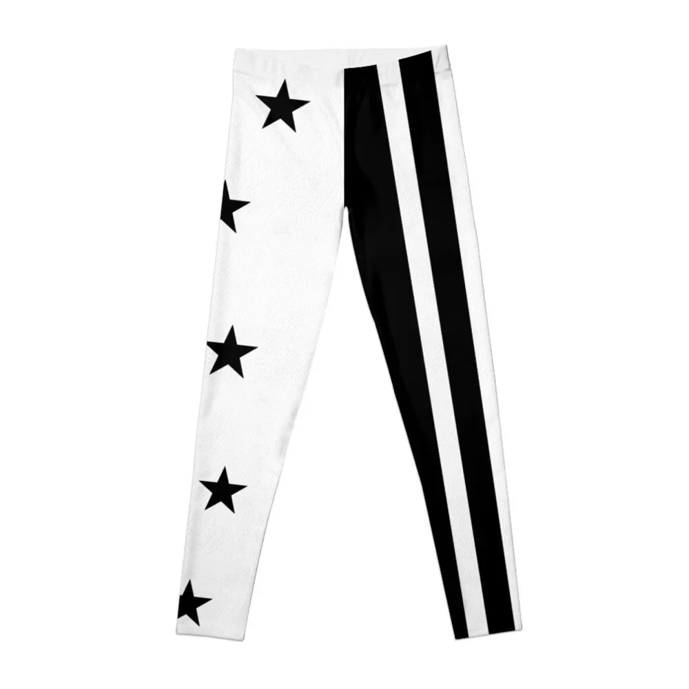 

Black stars and stripes on white denim Leggings active wear leggins push up woman gym's sportswear Womens Leggings