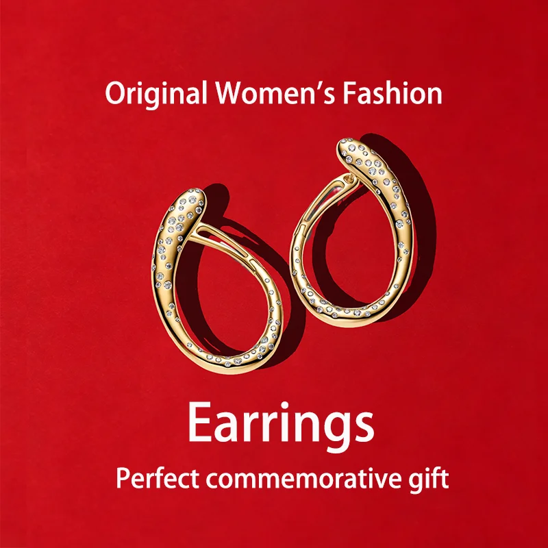 2026 New Hot Sale Organically Shaped Stone-Set Stud Big Earrings Flower Suitable for Lady Daily wear and Holiday Jewelry Gift