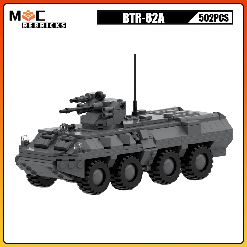 

Military Armored Chariot BTR-82A Infantry Tank Heavy Panzer Building Blocks Assembly Army Weapons Model Kids Bricks Toys Gifts