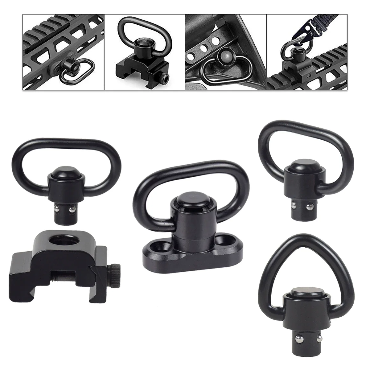 

1.25” QD Sling Swivel Mount Heavy Duty Quick Detach Push Button Swivels 360° Rotatable For Two Point Rifle Sling Easy to Mount