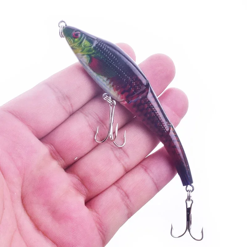 1 pc multi-articulação 3d pintado isca 9.5cm 9g afundando lentamente minnow artificial duro isca de pesca equipamento de pesca baixo wobblers iscas