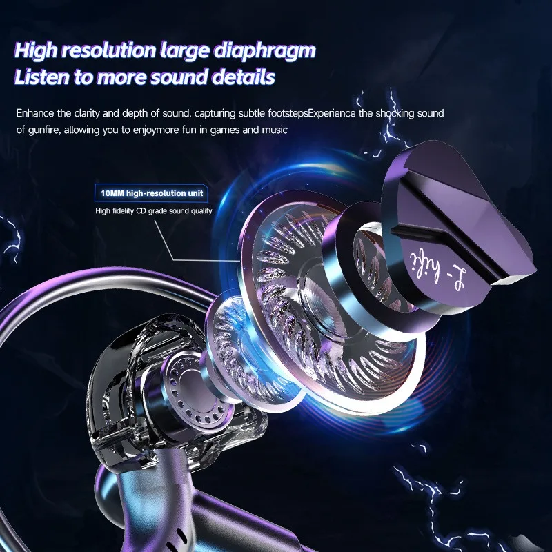 E-sports gaming headset 7.1 som surround estéreo de alta fidelidade com fio fones de ouvido 3.5mm/tipo-c microfone duplo pubg gaming fone de ouvido earbud