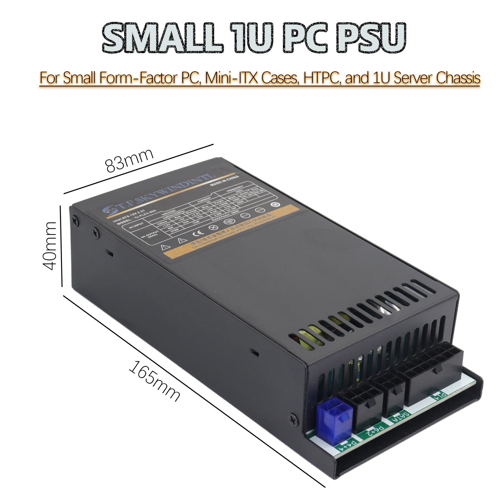 600W Small Form Factor PSU, 87% Efficiency, Fully Modular Flex ATX Power Supply for Home NAS/Server