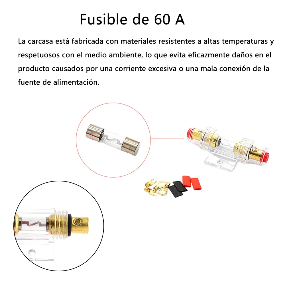 10GA Car Audio Speakers Wiring Kit 4M 60AMP Cable Amplifier Subwoofer Speaker Installation Wires Set Power Cable Fuse Holder