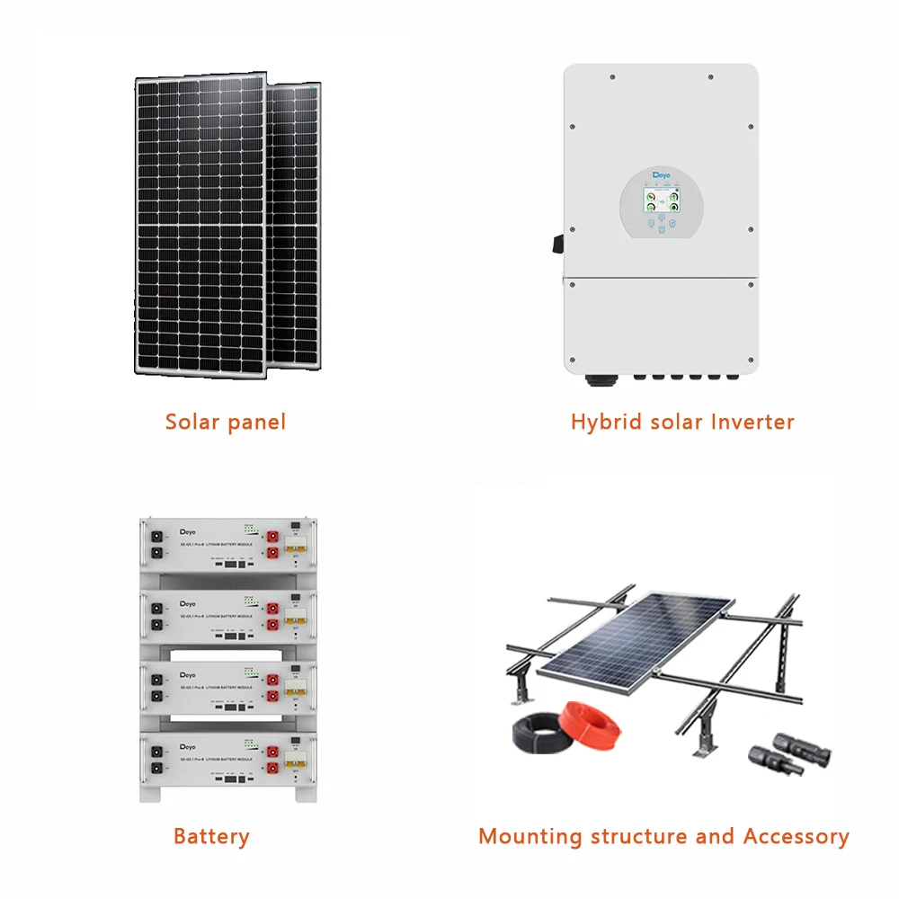 

A grade Customization 10000w Home Solar Power Systems Solar Panel Complete Kit 10Kw 20KW 30kw with Deye Inverters and Battery
