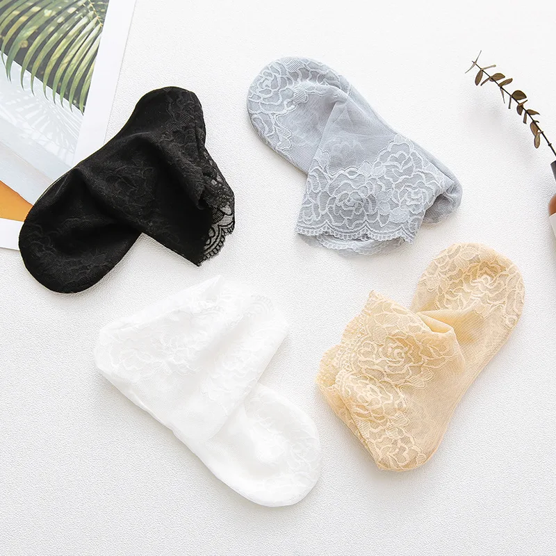 

Women's Socks Spring Summer Breathable Ultra Thin Lace Sock Boat Socks Invisible Sock Solid Color Simple Fashion Trend Wholesale