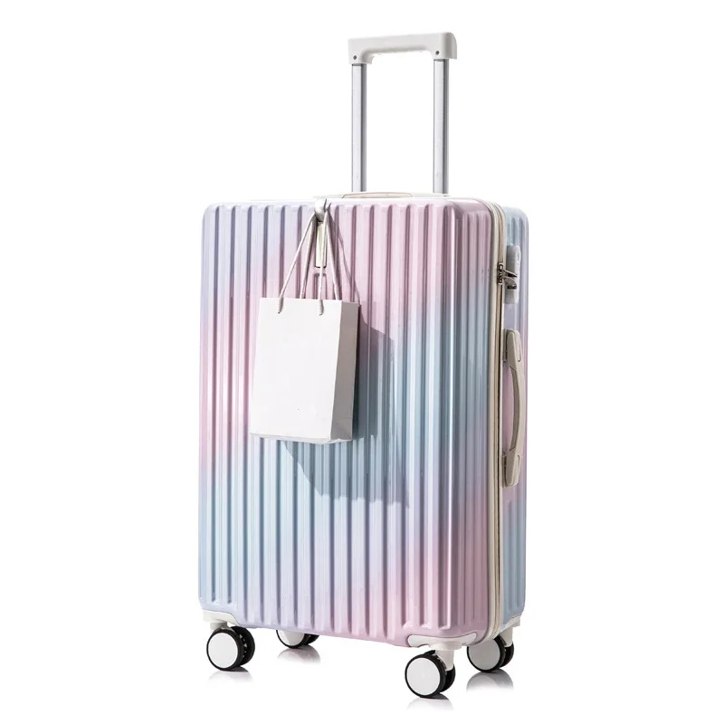 Gradient Rolling Luggage Fashion Travel Suitcase Large Capacity Trunk Front Hook Suitcases Unisex Silent Universal Whee Luggage