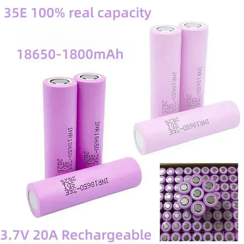 جديد 1800mAh 3.7V 100% حقيقية 18650-35E 1800mAh 3.7V 20A قابلة للشحن 18650 بطارية ليثيوم أيون للعب أدوات كهربائية مصباح يدوي