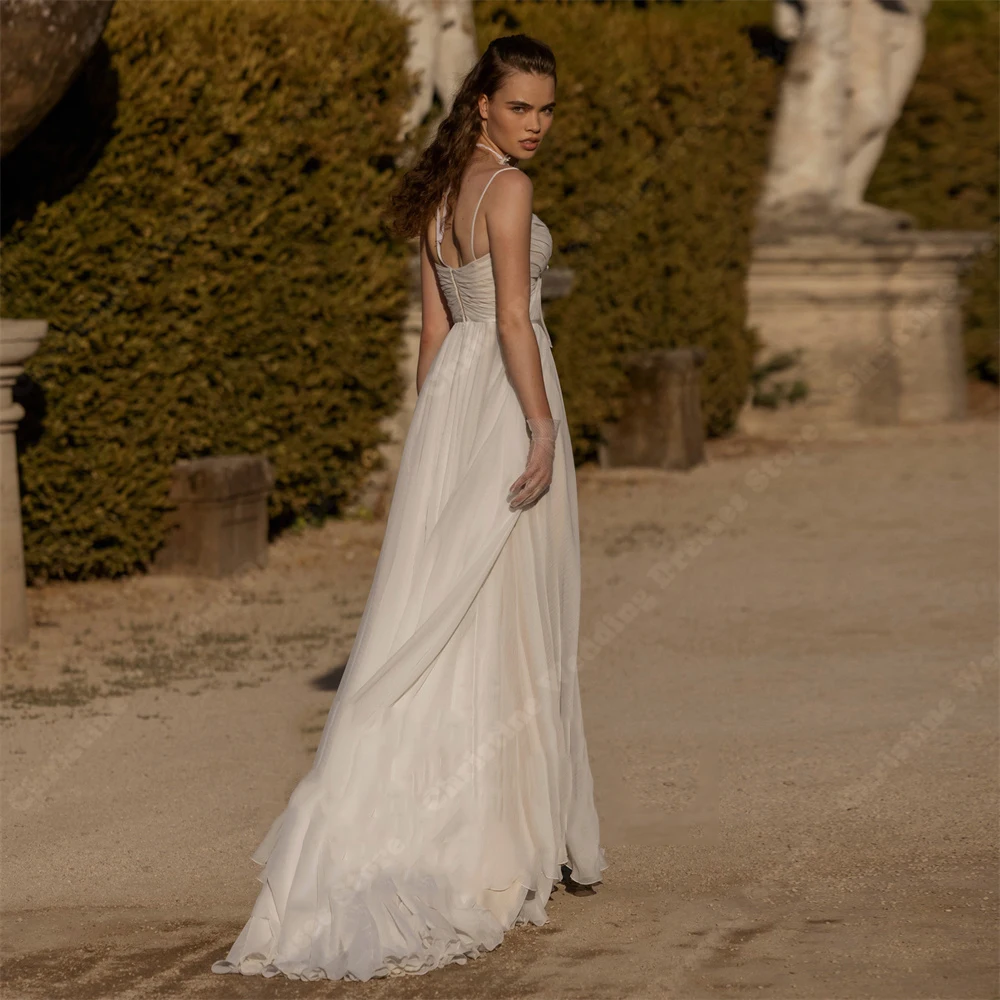 Vestidos De Novia De corte en A para mujer, ropa sencilla con apliques De encaje, a la moda, con superficie De tul atractiva, 2024