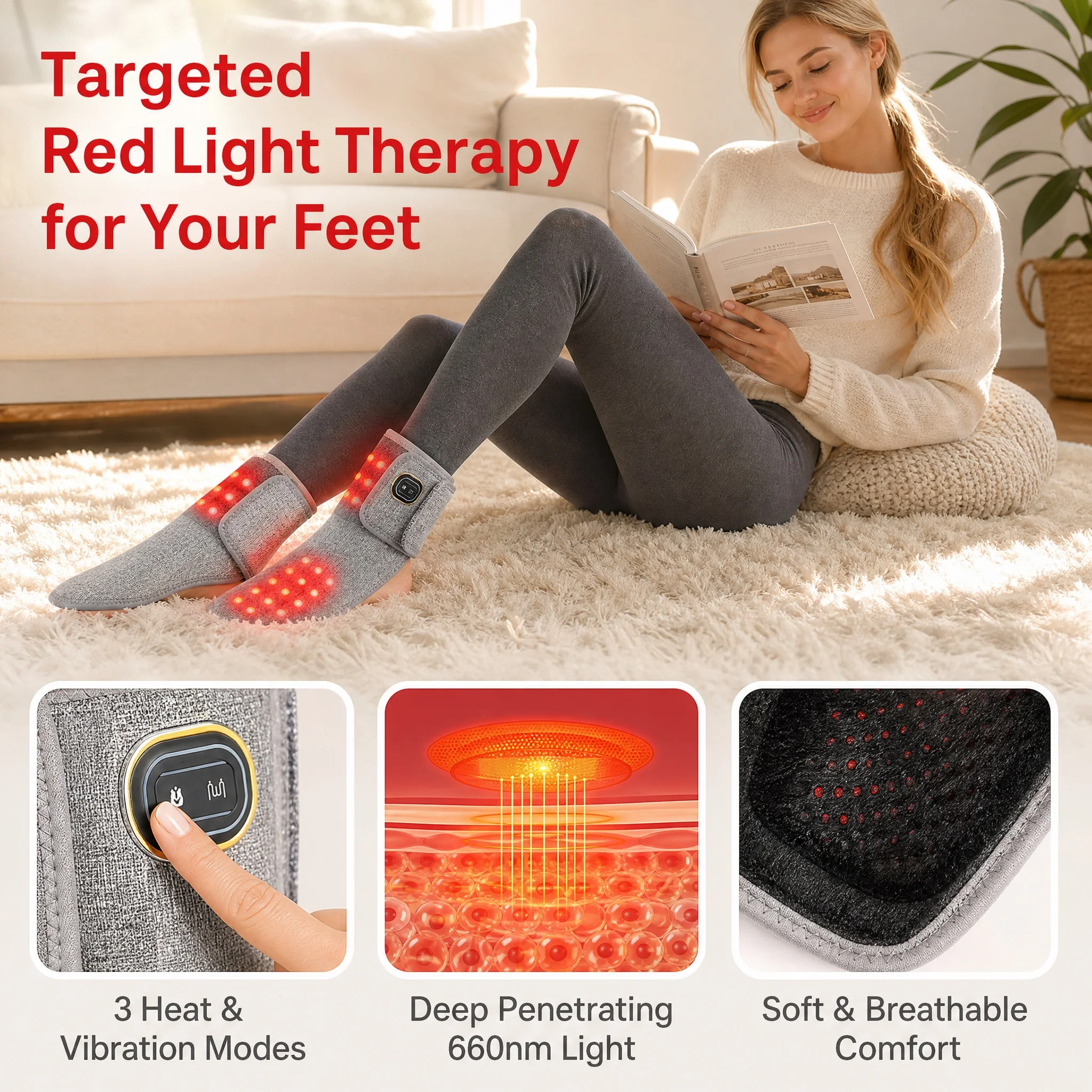

Red Light Heated Pad Ankle Massager Red Light Care Soothing Joint Discomfort Suitable for Recovery Care and Muscle Relaxation