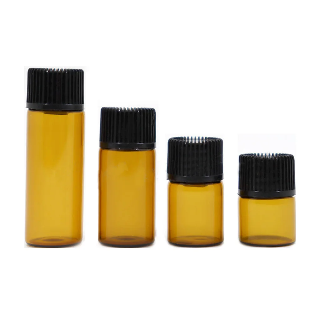 10pcs 1ml&2ml&3ml&5ml Small Empty Amber Thin Glass  Essential Oil Travel Test Bottle Brown Perfume Oil Sample Vials