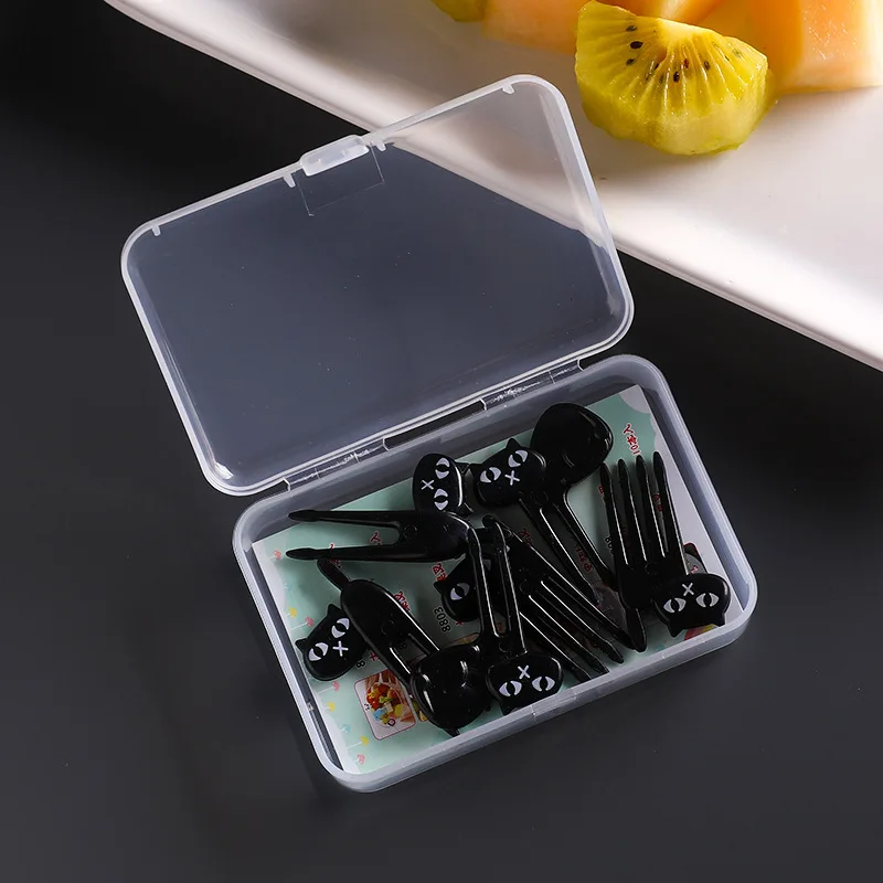 Transparent Fruit Fork Storage Box Organizer Plastic Storage Case Adjustable Container For Kids Fruit Fork Organizer Display Box