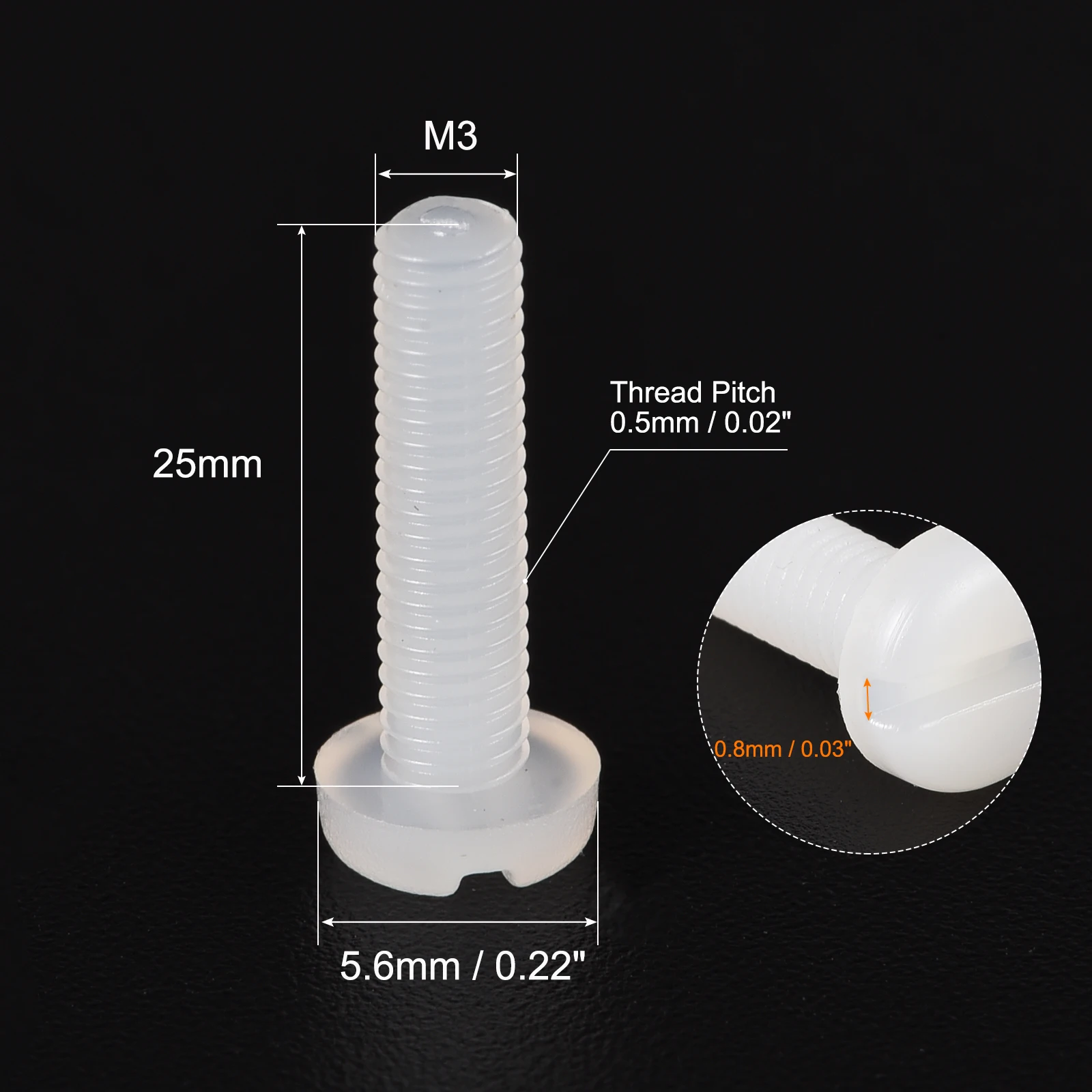 20/40pcs M3 M4 M5 Nylon Machine Screws Pan Head Slotted Screw Fasteners