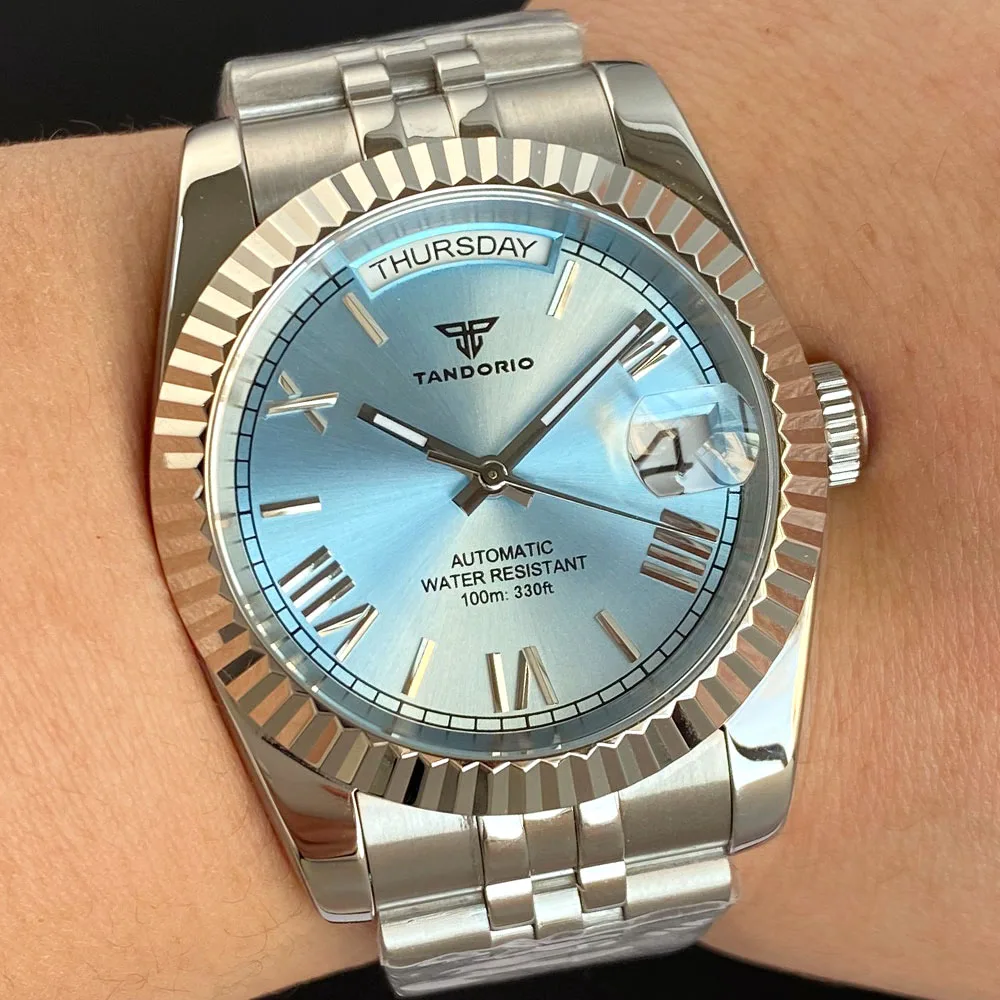 

Tandorio 200M Dive 36 мм 39 мм Дата Неделя Солнечные лучи Циферблат Римский номер NH35 Автоматические мужские часы с сапфировой пряжкой из нержавеющей стали