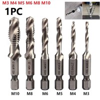 Screw Tap Drill Bits M3-M10 HSS Threaded Taps Countersink Deburr Metric Threaded Compound Tap Bit 6.35MM Quick Change Hex