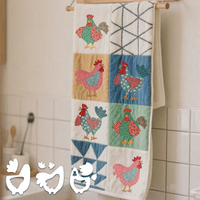 8pcs Rooster Hen Quilting Template Set for DIY