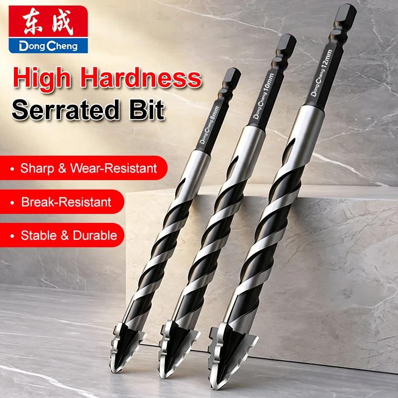 Eccentric Drill Bit 1/4 Hex Shank Tungsten Carbide Sharp Tooth Cross Tip Concrete Drill Bit Dry Drilling 4 Flute 6 8 10 12mm