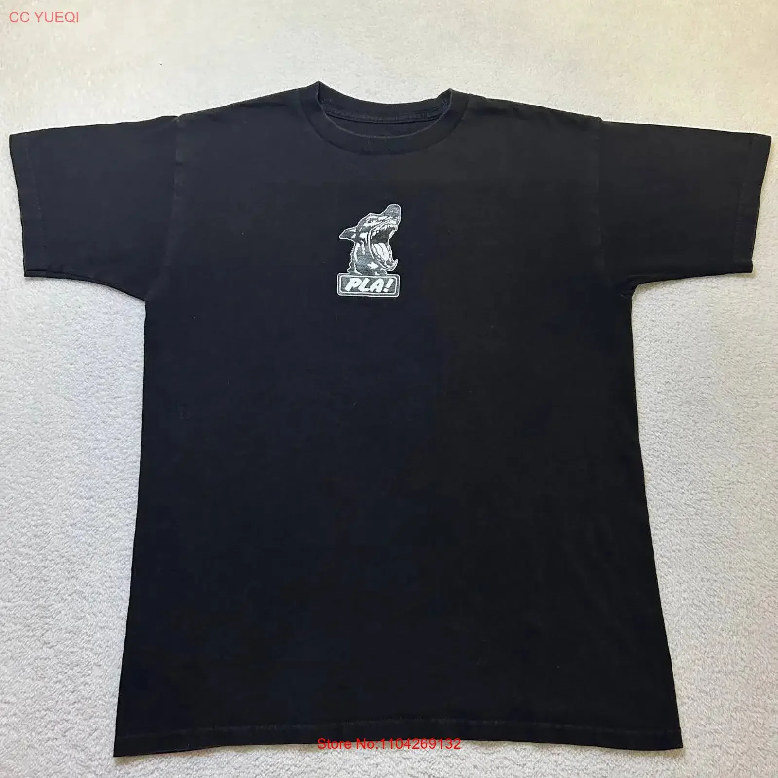 Camiseta Vintage Y2K PLA 100% Algodão Jersey Tamanho Médio Preta Lavada Estilosa Confortável Respirável Moda Streetwear